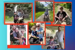 Father's Day contest photo collage of customers using mobility equipment