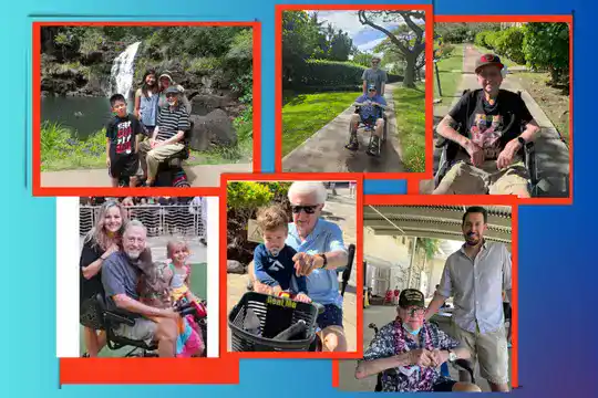 Father's Day contest photo collage of customers using mobility equipment