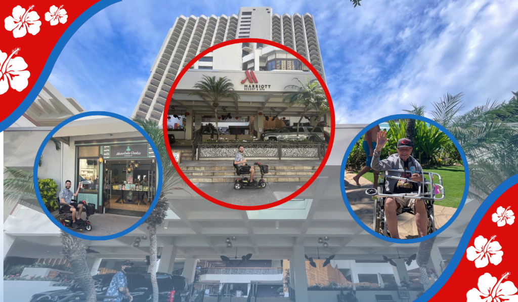 Mobility scooter and wheelchair rental delivery to Waikiki Beach Marriott Resort & Spa